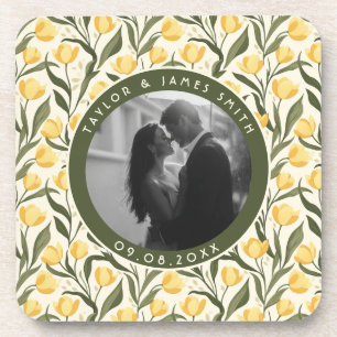 Porta-copo Casamento Florestal de Tulipas Florais Elegantes