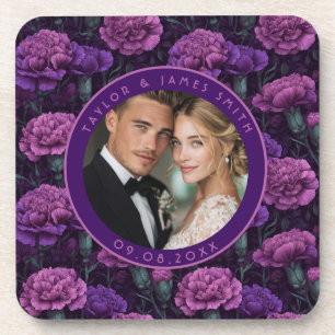 Porta-copo Casamento Minimalista de Cravo Roxo Fofo