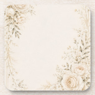 Porta-copo Casamento Neutro com Florais Refinados