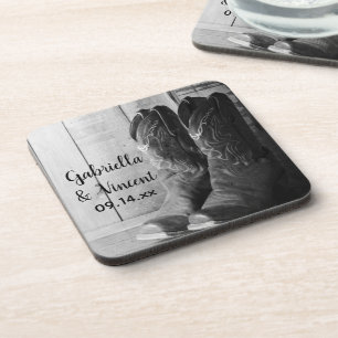 Porta-copo Casamento Ocidental Rustic Cowboy Boots Country