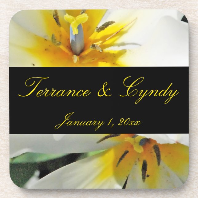 Porta-copo Casamento Pessoal de dentro White Lily (Frente)