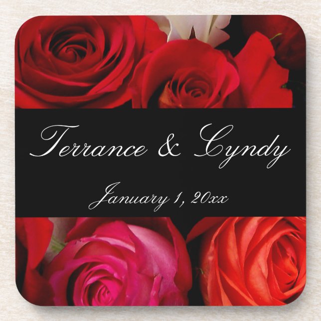 Porta-copo Casamento Pessoal Rose Bouquet (Frente)