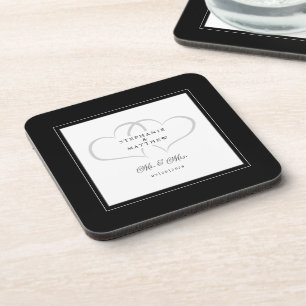 Porta-copo Casamento Preto e Branco Sr. e Sra. Elegante Chic 