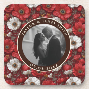 Porta-copo Casamento Sazonal Floral de Anêmonas Lindas