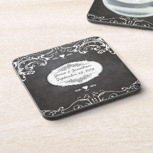 Porta-copo Casamentos com Tipografia de Quadro Negro