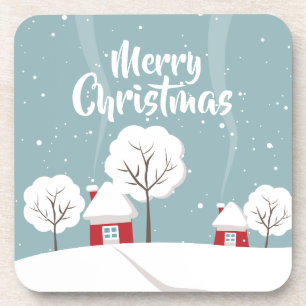 Porta-copo Casas e Árvores Bonitas de Neve