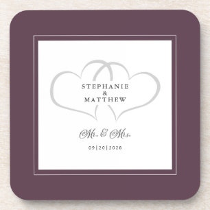 Porta-copo Cassis Roxo Casamento Sr. & Sra. Elegante Chique C