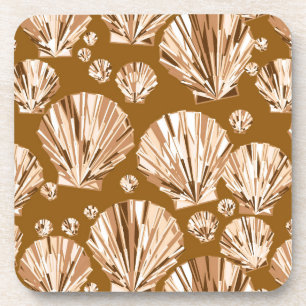 Porta-copo Castanho de Chocolate e Conchas de Beige