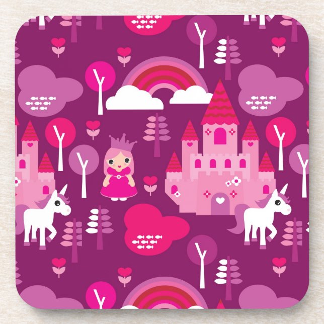 Porta-copo castelo da princesa e arco-íris do unicórnio (Frente)