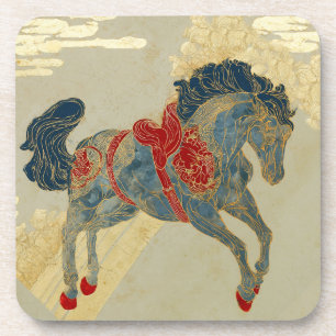 Porta-copo Cavalo Azul Real Ornamentado