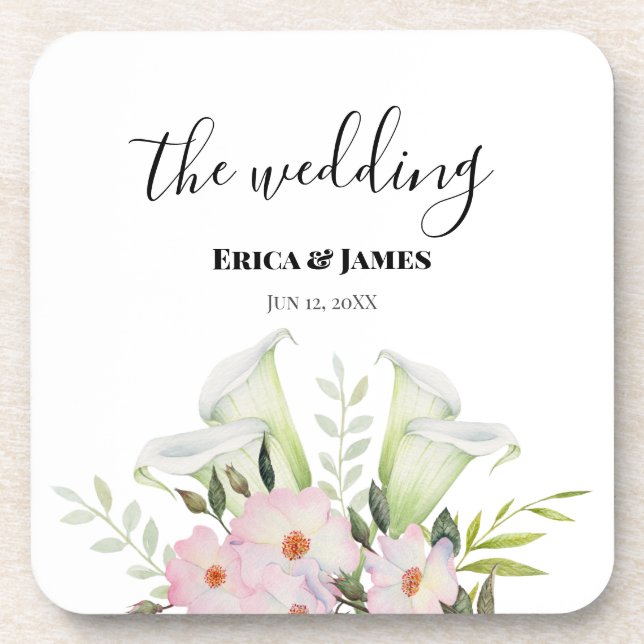 Porta-copo Cavalo Branco de Casamento Calla Lily Rosa Waterco (Frente)