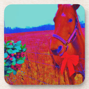 Porta-copo Cavalo castanho de cor natalina : adicionar nome