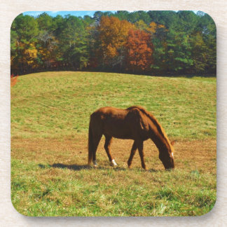 Porta-copo Cavalo Castanho Vermelho nas árvores do outono