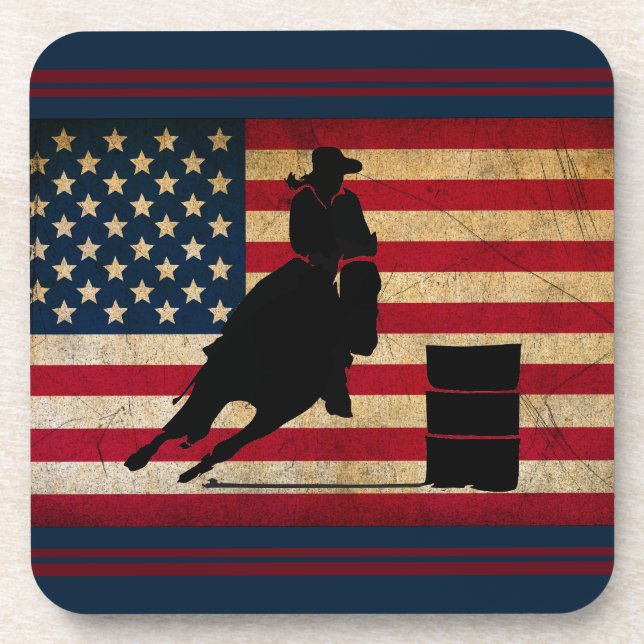 Porta-copo Cavalo de Bandeira Americano com Corrida de Barrel (Frente)