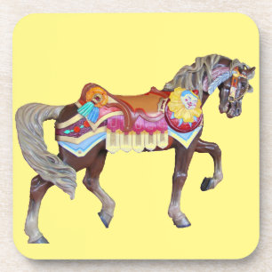 Porta-copo Cavalo de Carrossel com Rosto de Palhaço Talhado