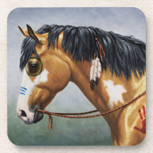 Porta-copo Cavalo de Guerra Nativo Americano de Buckskin Pint