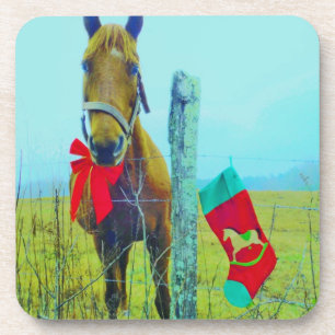 Porta-copo Cavalo de Natal Castanho