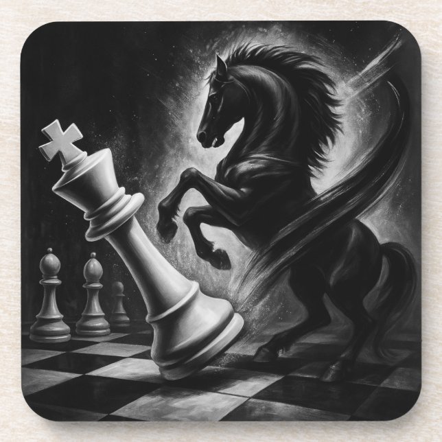 Porta-copo Cavalo Negro Dramático vs. Rei - Trabalho de arte  (Frente)