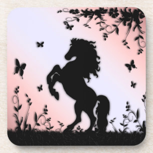 Porta-copo Cavalo Preto Empinado Rosa