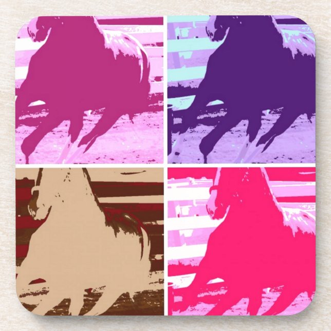 Porta-copo Cavalos de pop Art (Frente)