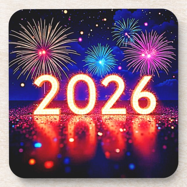 Porta-copo Celebre 2026: Design Faísca de Futuro Brilhante  (Frente)