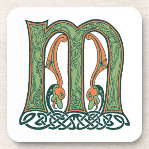 Porta-copo Celtic Knot - Letra M, Design irlandês