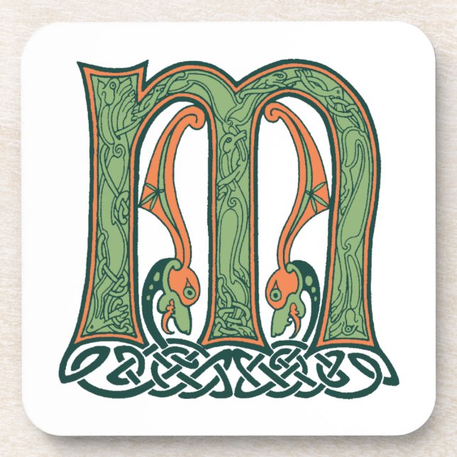 Porta-copo Celtic Knot - Letra M, Design irlandês (Frente)
