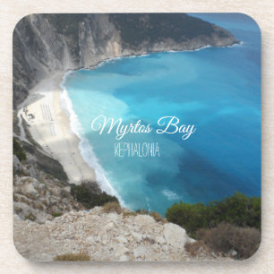 Porta-copo Cena de praia de Myrtos na Grécia de Kephalonia
