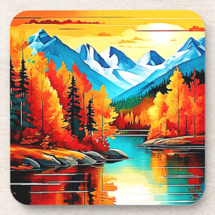 Porta-copo Cena do Lago Autumn Mountain