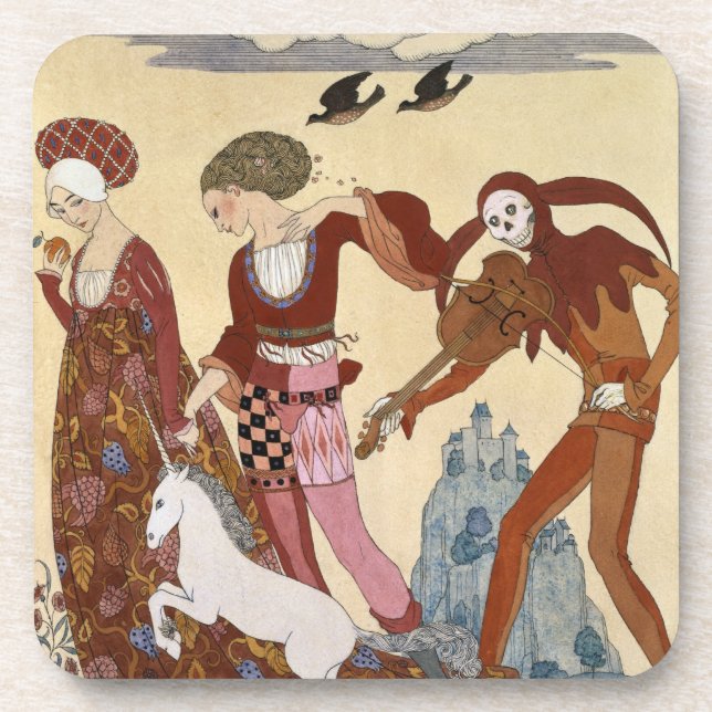 Porta-copo Cena medieval por Georges Barbier (Frente)