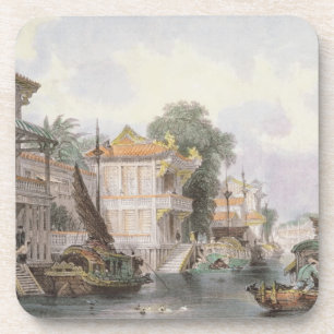 Porta-copo Cena no canal de Horan perto do cantão, c.1850