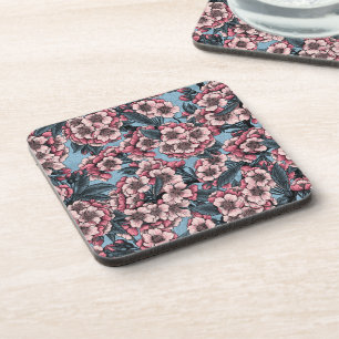 Porta-copo Cereja floresce em rosa e azul
