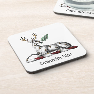 Porta-copo Cervo com Emblema de Crista Heráldica de Samambaia