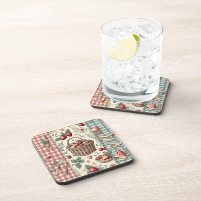 Porta-copo Cesta de Frutas Gingham Diversão (Lado Direito)