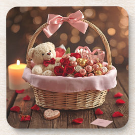 Porta-copo Cesta Romântica de Rosa Teddy para Bebida do Coraç