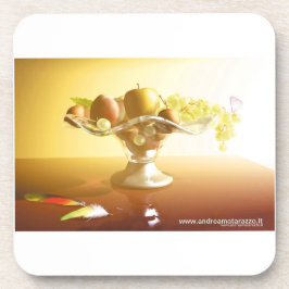 Porta-copo Cesto de vidro com frutas e bateria