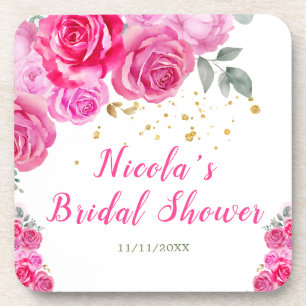 Porta-copo Chá de Noiva Floral Rosa Vibrante