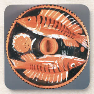 Porta-copo Chapeie a descrição de dois peixes, 350 BC