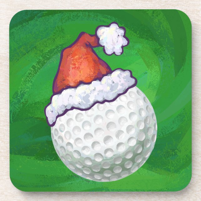 Porta-copo Chapéus de Natal de Golf Ball (Frente)