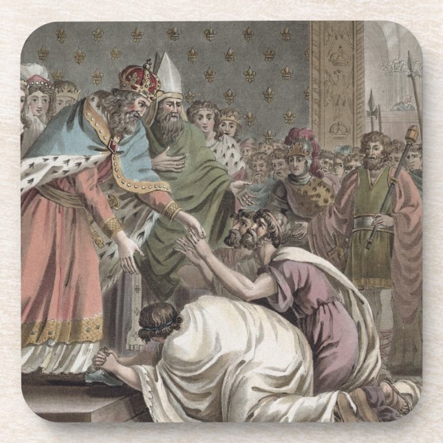 Porta-copo Charlemagne (742-814) recebe os embaixadores para (Frente)