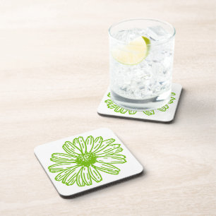 Porta-copo Chartreuse Green Daisy Impressão, Hippie Flower Im