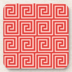 Porta-copo Chave grega, tons de coral rosa