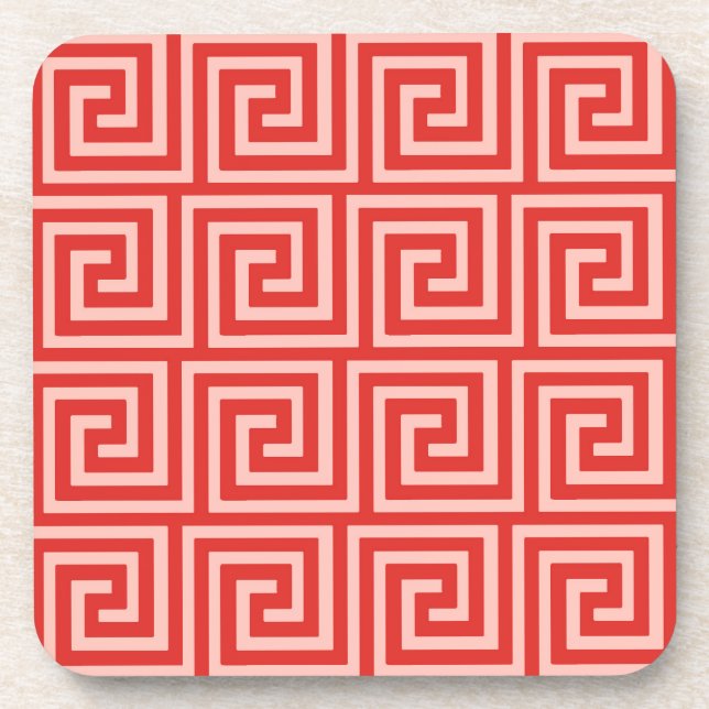 Porta-copo Chave grega, tons de coral rosa (Frente)