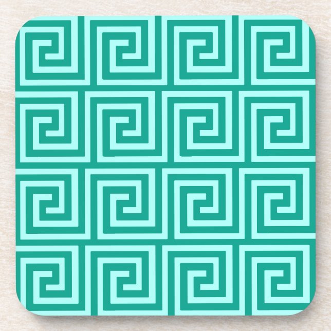 Porta-copo Chave grega, turquesa e aqua (Frente)