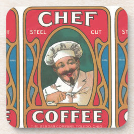 Porta-copo Chef café vintage art nouveau vermelho azul verde