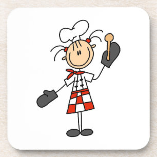 Porta-copo Chef Feminina Com Luvas e Colher de Pau