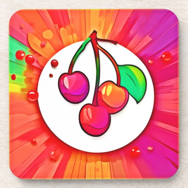 Porta-copo Cherry Pop Art Burst (Frente)
