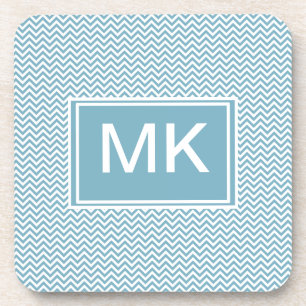 Porta-copo Chevron azul com monograma