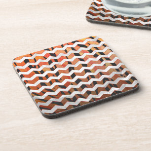 Porta-copo Chevron Tiger - Laranja quente e Impressão preto