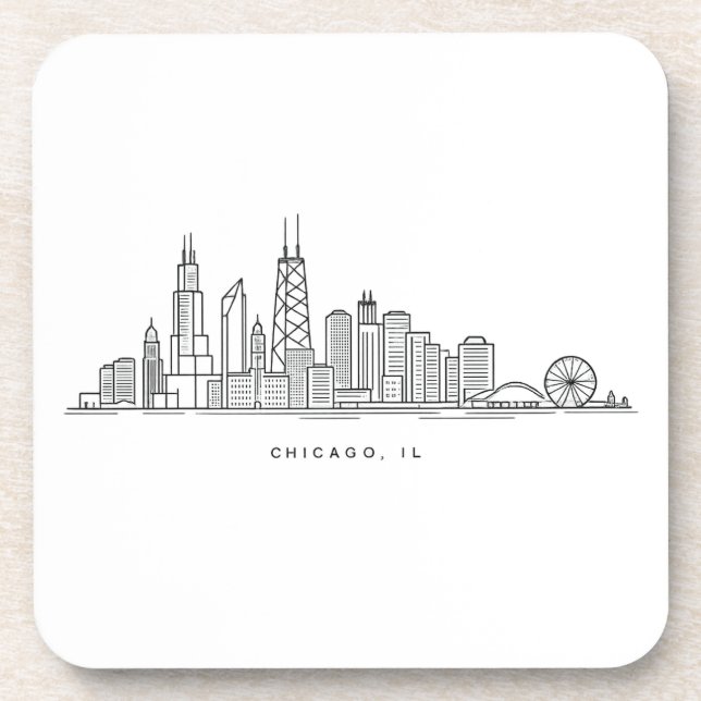 Porta-copo Chicago IL Cityscape Illustration (Frente)